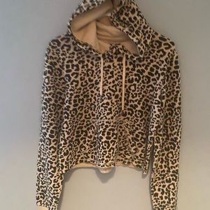 Hollister Leopard print cropped hoodie